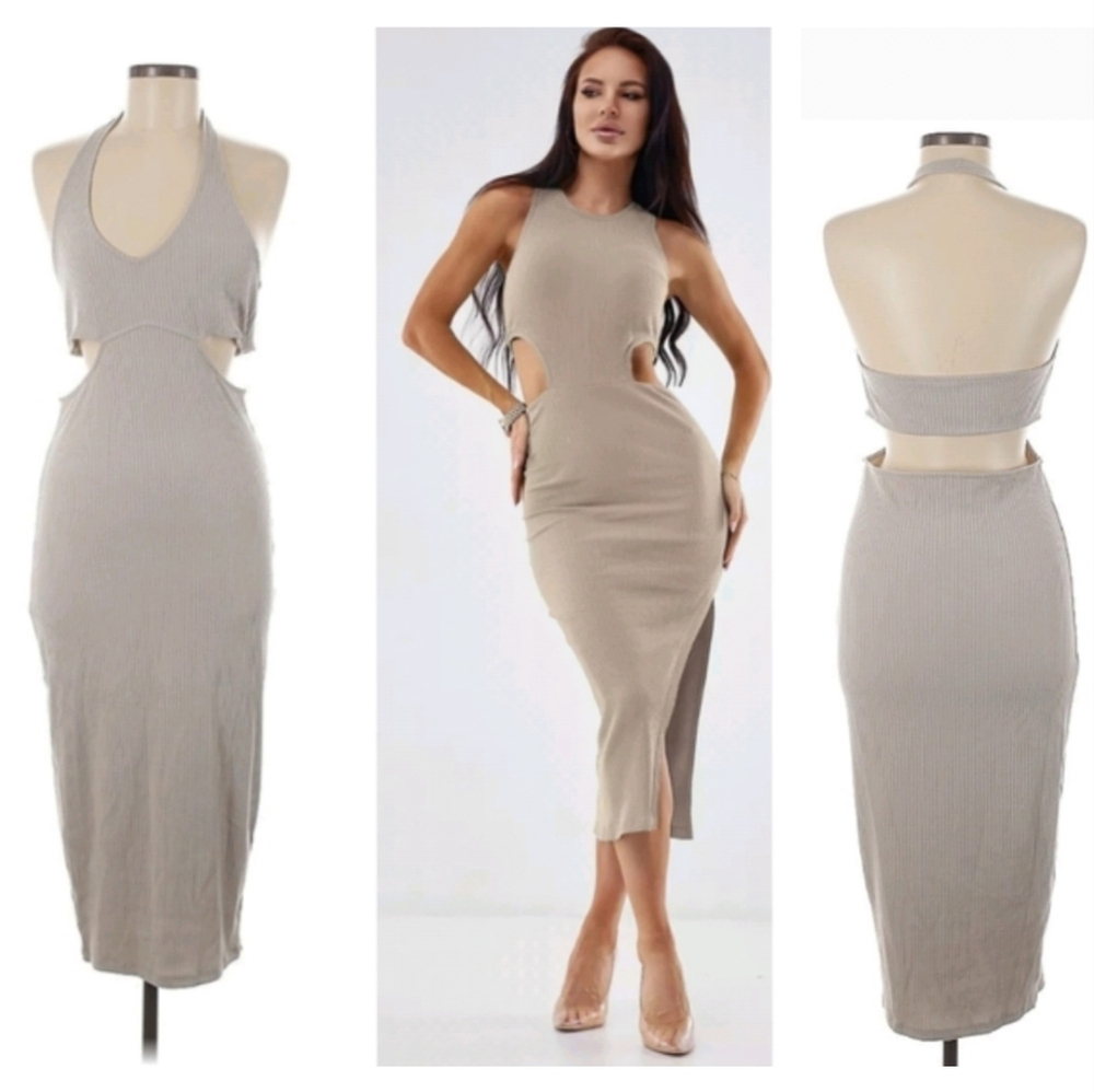H&M Beige Side Cut Out Dress